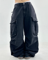 VINTAGE FRAY POINT DENIM💚🖤 - OVERFIT PANTS