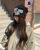Mix Patch Button Beanie