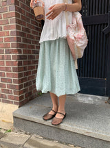 Chitoa Dot Chiffon Balloon Midi Skirt