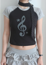 Note raglan tee _ Black
