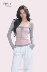 Pink gray bolero top two-piece