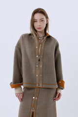 WOOL BLEND MIDI SKIRT_BEIGE