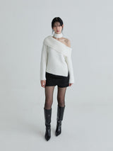 Muffler symbol knit set (White)