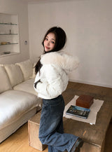 #Winter 2WAYファーフードクロップパディング (3color)