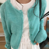 Baking Lace Round Neck Spring Knit Cardigan (6 Colors) – Mint / Date Look