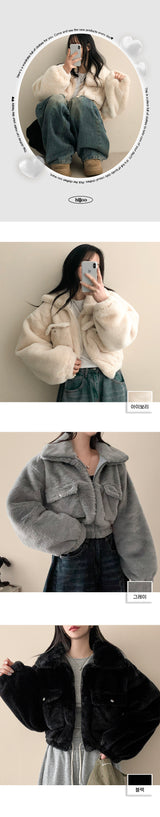 Pocket High-neck Cropped Jumper