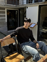 ワッフルダイアゴナルボタンクロップロングスリーブTシャツ