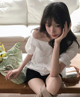 [ reels item ] sol beach silver-parts over one-shoulder top