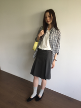 Fold wrap midi skirt (2color)