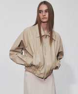 CLASSIC BLOUSON LEATHER JACKET_BEIGE
