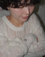 [925SILVER] CUSHION HEART RIBBOON NECKLACE