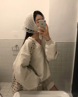 [MADE/6color] ポニー、Vネックのゆったりフィットトレーナー