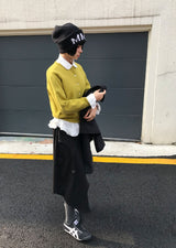 (WOOL) D-RING UNBALANCE SKIRT
