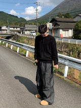 ラベルヘンリーネックニット