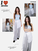 coordi lace unbalanced layered skirt