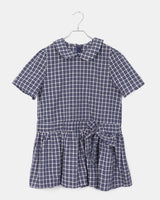 Pureip ribbon strap round car check mini dress