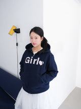 ガールジップアップフーディー - ネイビー