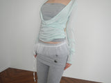 pleats mesh shirrin  top(3 color) 