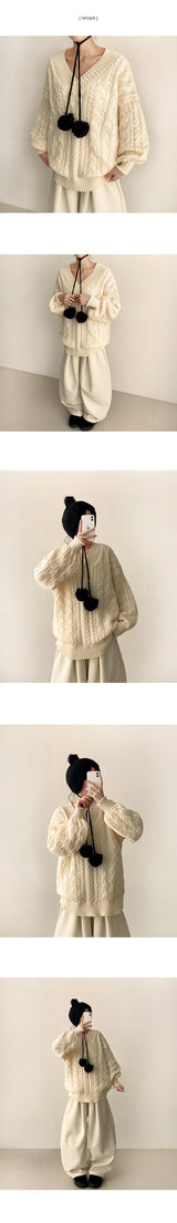 Raon Balloon Twisted V-Knit