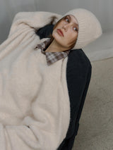 BEANIE SET OVERSIZED KNIT (IVORY)