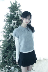Angora Half-Puff Short-Sleeved Knitwear (2color)
