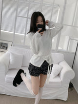DOTINA Ruffle Dot Mini Pants Skirt (Black)