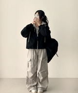 リードニーピンタックヘムストリングワイドパンツ