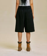 STAR PATCH BERMUDA SWEAT SHORTS_BK