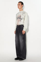  Roman Rib Heavy Industry Distressed Washed Long Sleeve T-shirt