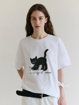 ローラキャットフレンズルーズフィットTシャツ ホワイト