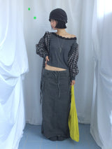 フェミニンフラットネックロングTシャツ