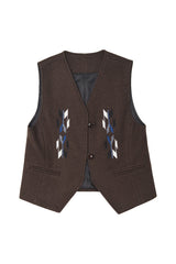 Navajo Embroidered Vest (brown)