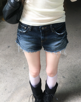 Deep blue denim shorts