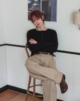 Onen One-Tuck Cotton Wide Slacks