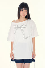 Ribbon unbalanced t-shirt