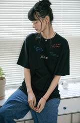 26SS★ Draw Stitch Embroidered Short Sleeve Tee