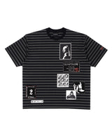BBD アングザイエティ マルチ パッチ ストライプ Tシャツ (Black&Charcoal)