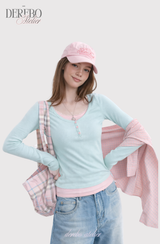 ミントピンクレイヤードTシャツ