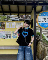 Blue Heart Ringer T-Shirt
