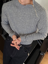 [MUSCLE FIT] Brushed golgi side zipper knit (3color)