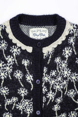 フラワーウールカーディガン [Navy]