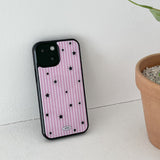 stripe star glossy glass bumper case (pink)