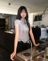 Delre Sheer Wrinkle Blouse