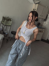 スカルプガーターリブドノースリーブ