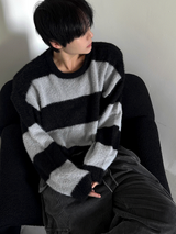 Black & Gray Angora Mohair Knitwear