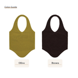 ホルターネックニットベスト_OLIVE