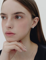 26SS★ Essence Silver Tria Pave Earrings