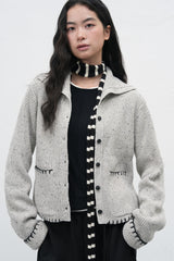 【即日発送】vintage stitch high-neck collar cardigan