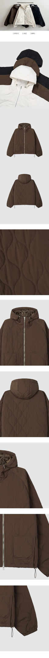 Tez Quilting Boxy Hoodie Lightweight Padding