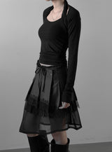 ラベルプリーツラップスカートレース